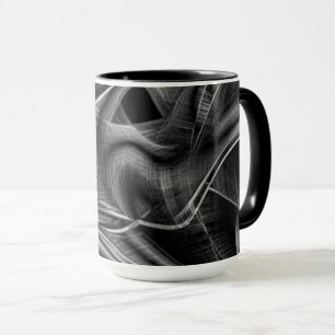 Taza Bastante adornado con ranuras grises, fondo negro
