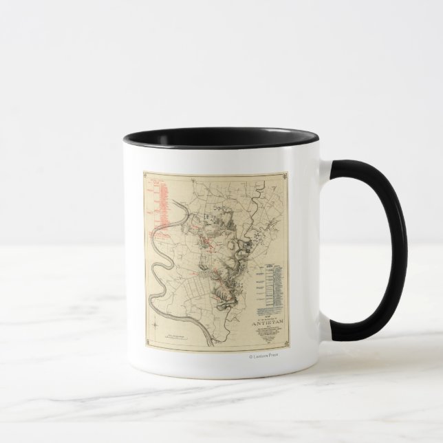 Taza Batalla de Antietam - Mapa Panorámico de Guerra Ci (Derecha)