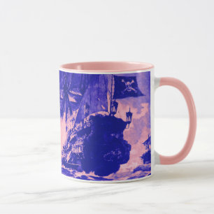Taza BATALLA DE BARCO PIRATA / azul púrpura