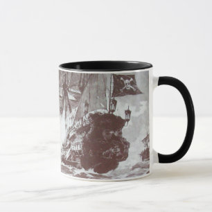 TAZA BATALLA DE BARCO PIRATA EN NEGRO