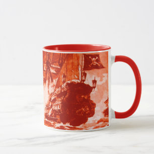 TAZA BATALLA DE BARCO PIRATA EN ROJO 
