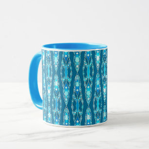 Taza Batik tribal - Ocean Blue y Aqua