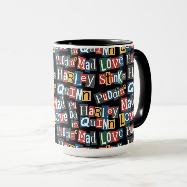 Taza Batman | Harley Quinn Ransom Note Style Pattern (Anverso derecho)