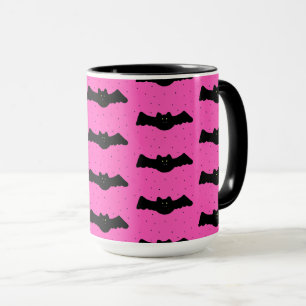 Taza Bats rosados y negros de Halloween