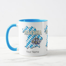 Taza Baviera Alemania Retro Estado Federal Mapa Edelwei