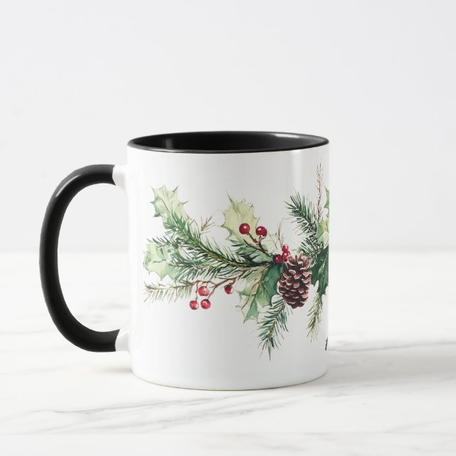 Taza Baya de Pino de Invierno Nombre Personalizado Fies (Izquierda)