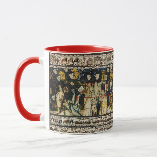 Taza BAYEUX TAPESTRÍA 1066 Muerte del Rey Harold (Izquierda)