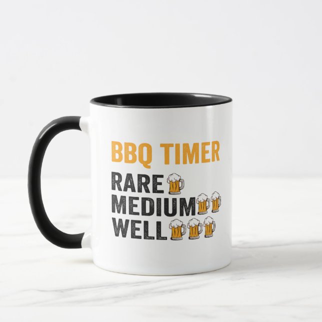 Taza BBQ Timer Beer Being Funny Grilling Dad Regalo (Izquierda)
