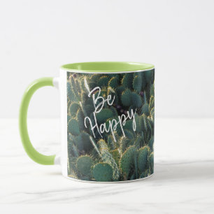 Taza Be Happy mit Kaktus und Namen