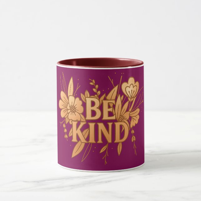 Taza Be Kind | Gold Floral Inspirational Combo Mug (Centro)