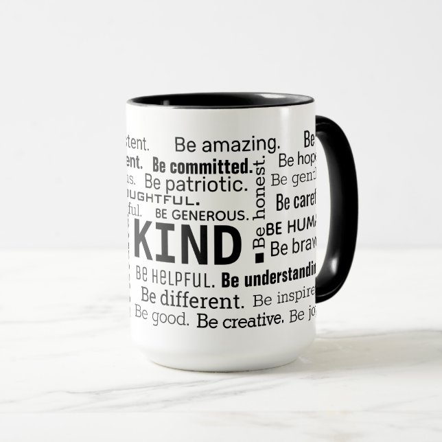 Taza Be Kind Word Cloud inspirational Words (Anverso derecho)