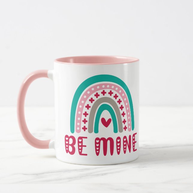Taza BE MINE arco iris valentino (Izquierda)
