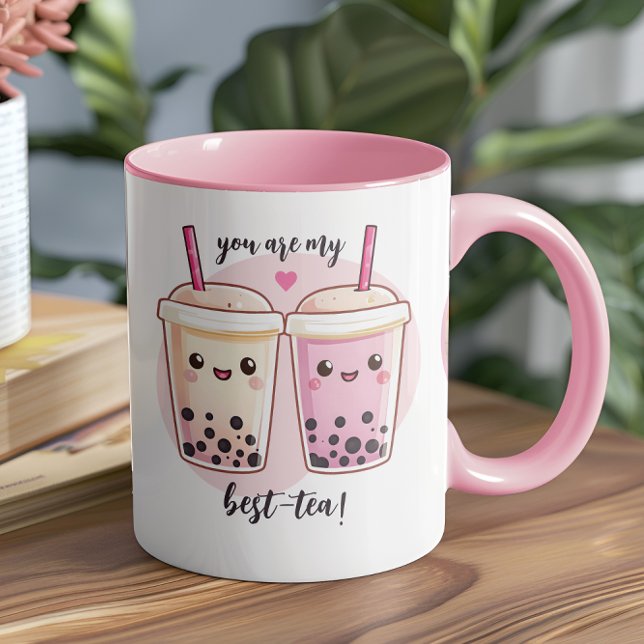 Taza Be My Best Tea Galentines Collage de fotos (This adorable "Best-Tea" mug is here to step up your friendship or relationship! )