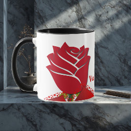 Taza Be My Valentine Red Rose Romantic Floral Personali