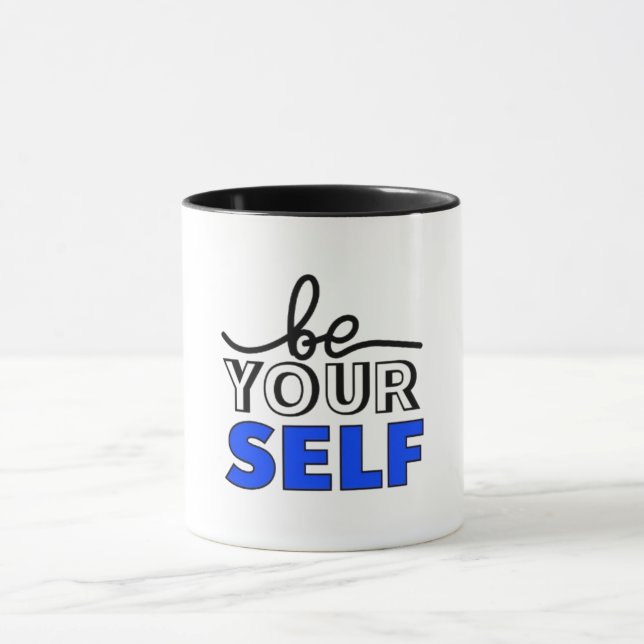 Taza "Be Your Self" Inspirational Black and White Mug (Centro)