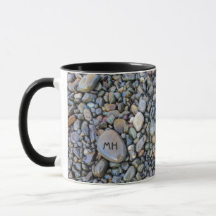 Taza Beach Pebbles personalizado monograma mugs
