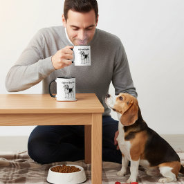 Taza Beagle negro sobre blanco y café Personalizable