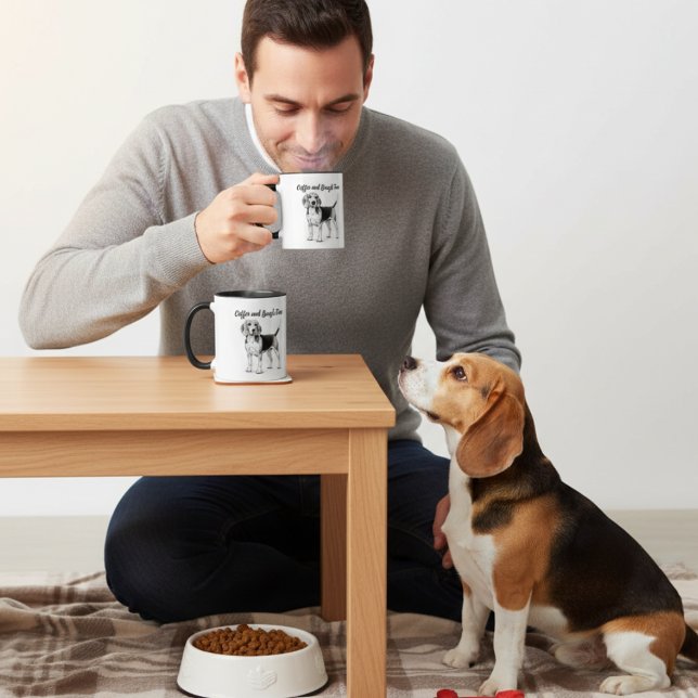 Taza Beagle Negro Sobre Blanco y Café PERSONALIZAR (Subido por el creador)