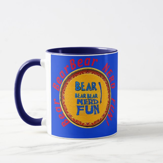 Taza ¡Bear Bear Bear NERD FUN! Azul café (Izquierda)