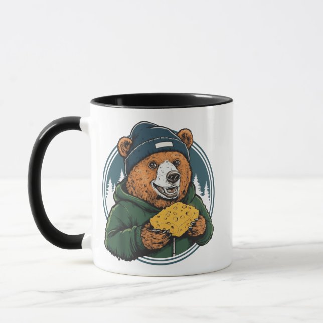 Taza Bear Eating Cheese - Funny Anti Green Bay Wisconsi (Izquierda)