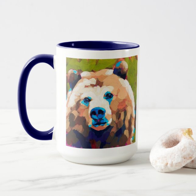 Taza Bear Painting - Gift for Animal Lovers (Con donut)