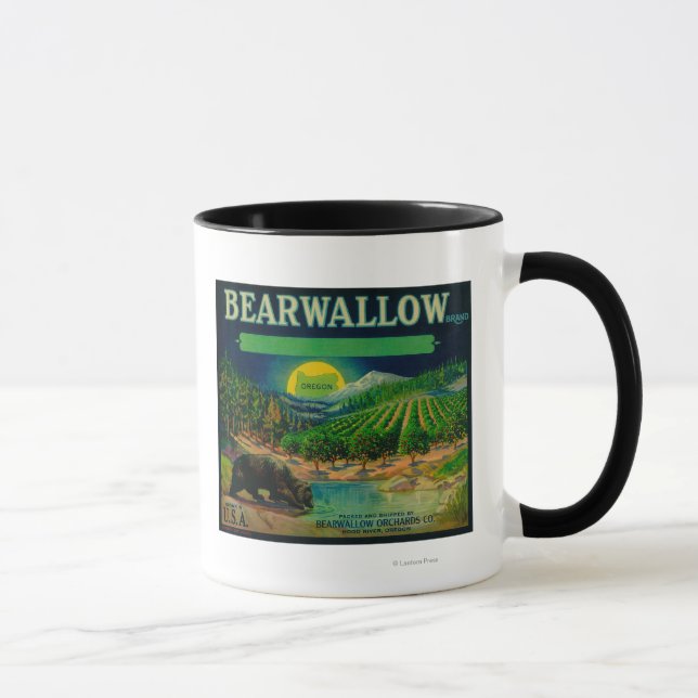 Taza Bearwallow Apple Crate LabelHood River, O (Derecha)