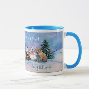 Taza Beary Holidays Merry and Bright Personalizado Coff