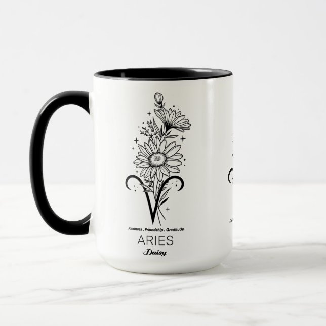 Taza Beautiful Birth Month Flower/Zodiac Sign/Aries (Izquierda)