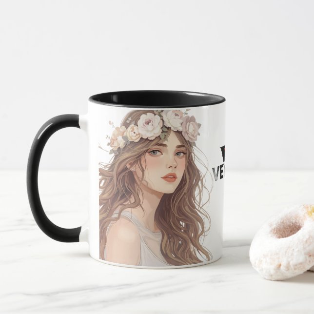 Taza Beautiful Floral Anime Girl – Soft Pastel Aesthe (Con donut)