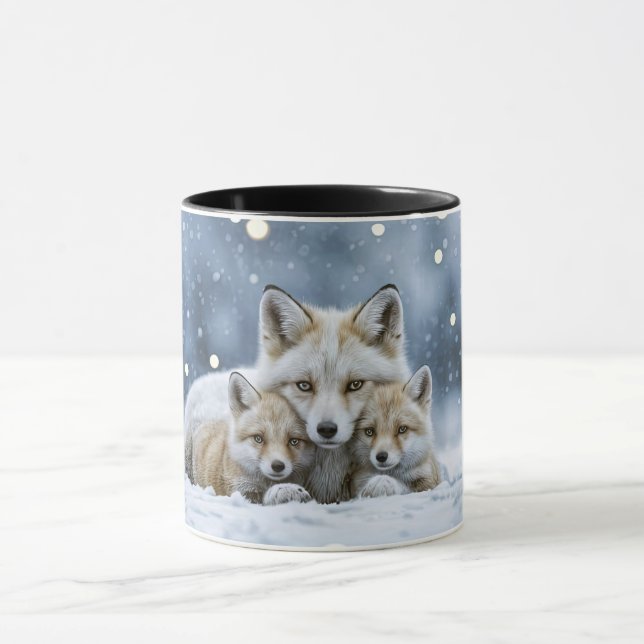 Taza Beautiful Foxes in Snow Coffee Cup or Mug (Centro)