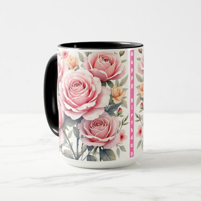 Taza Beautiful Pink Roses Luxury Trendy Collection (Anverso izquierdo)