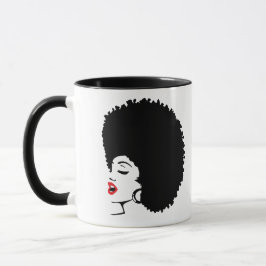 Taza Beautiful Red Lip Afro Mug