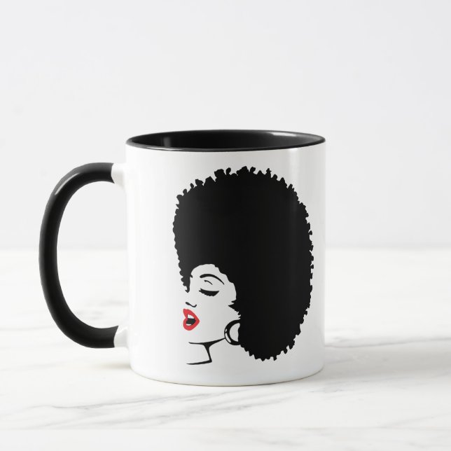 Taza Beautiful Red Lip Afro Mug (Izquierda)