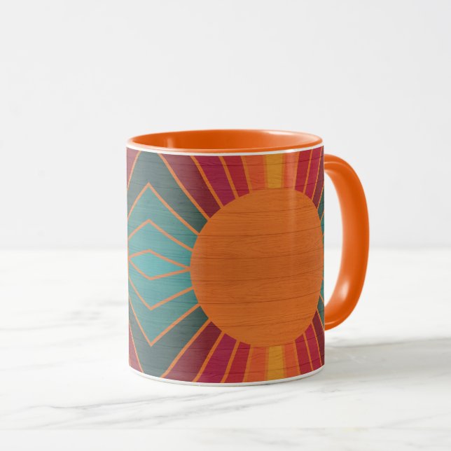 Taza Beautiful Sunny Sun Rays Southwestern Folk Art (Anverso derecho)