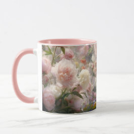 Taza Beautiful White & Pink Peonies Watercolor Painting