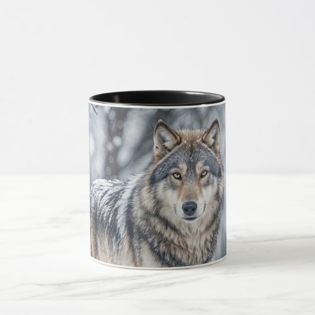 Taza Beautiful  Wolf in Snow Wildlife (Centro)