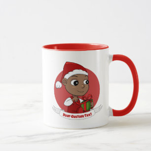 Taza Bebé afroamericano con sombrero de Papá Noel