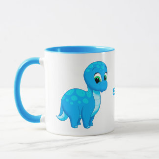 Taza Bebé azul lindo Brontosauro Dinosaurio
