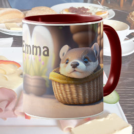 Taza Bebé de nutria en una cesta - personalizable