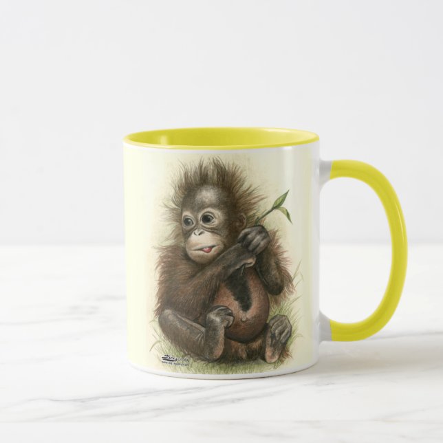 Taza Bebé del orangután con las hojas (Derecha)