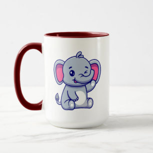 Taza Bebé elefante lindo sentado dibujo animado-23800