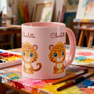 Taza Bebé Leopardo Lindo Animal de Safari Niños