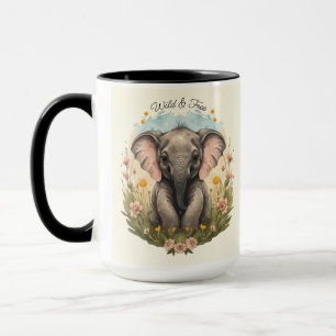 Taza Bebé lindo Elefante Calf Flor silvestre Wanderlust
