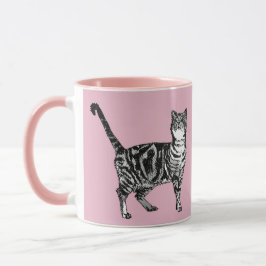 Taza Bebé Pink Tabby gato Gatos Whimsical Art Mug