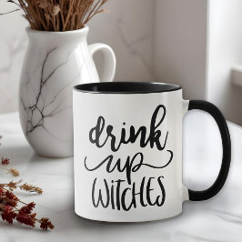 Taza Beber brujas Halloween con letras de mano