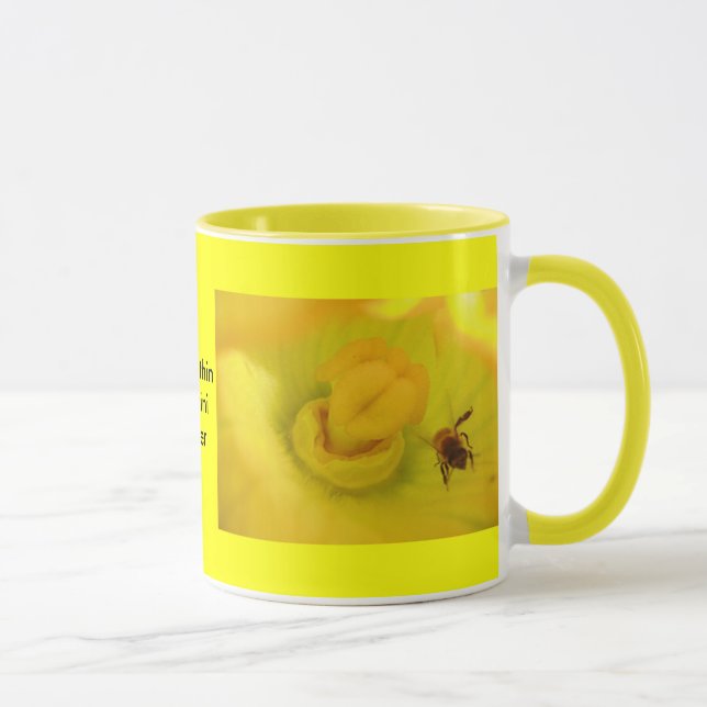 Taza Bee Dentro De La Flor De Zucchini (Derecha)