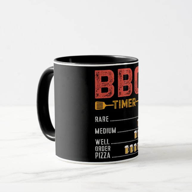 Taza Beer BBQ Timer Humor Raro / Medio Bueno Funny (Anverso izquierdo)