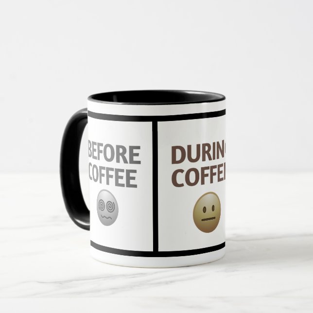 Taza Before During After Coffee Mood Vector Art (Anverso izquierdo)