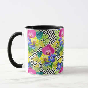 Taza Begonia y hojas de palma de la orquídea