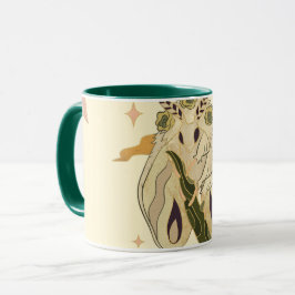 Taza Beige Fae Moth, arte gráfico místico